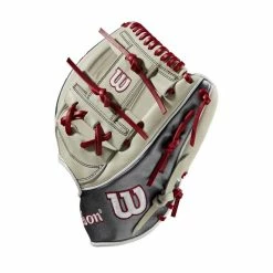 Wilson 2022 June Glove Of The Month (GOTM) A2K 1787 Silver/Re -100percent Sales wilson wilson 2022 june glove of the month gotm a2 1