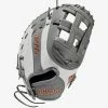 Wilson A2000 Fastpitch FP1B W/SuperSkin (1B) LHT 12 Grey/White SS/Grey -100percent Sales wilson wilson a2000 fastpitch fp1b w superskin 1b