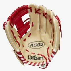 Wilson A500 11-inch Utility Youth Baseball Glove Blonde/Red/White -100percent Sales wilson wilson a500 11 inch utility youth baseball 3