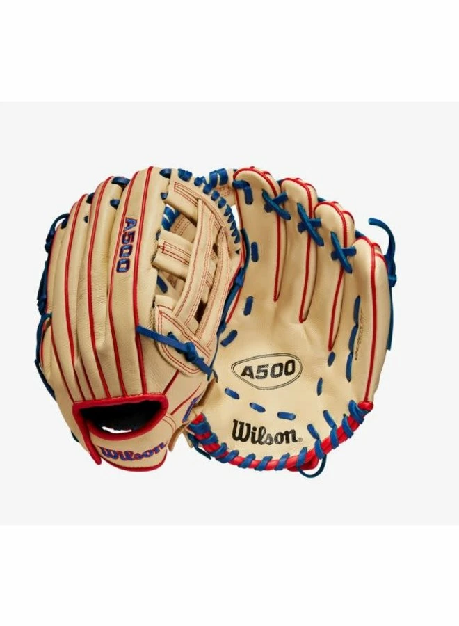 Wilson A500 12-inch Utility Youth Baseball Glove Blonde/Red/Royal 7 Wilson A500 12-inch Utility Youth Baseball Glove Blonde/Red/Royal - Image 5