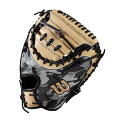 Wilson Glove Of The Month October 2022 CM33 Black Camo/Blonde 33" RHT Catchers Mitt -100percent Sales wilson wilson glove of the month october 2022 cm33 5